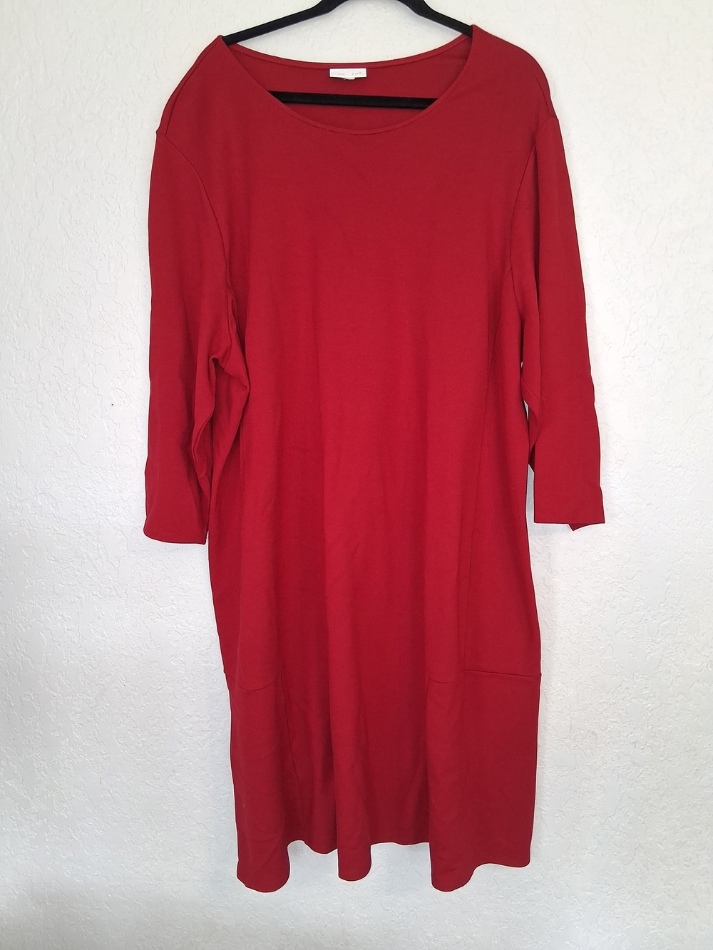 JJill Red Ponte Midi Dress Long Sleeve Shift Size 1X 2X
